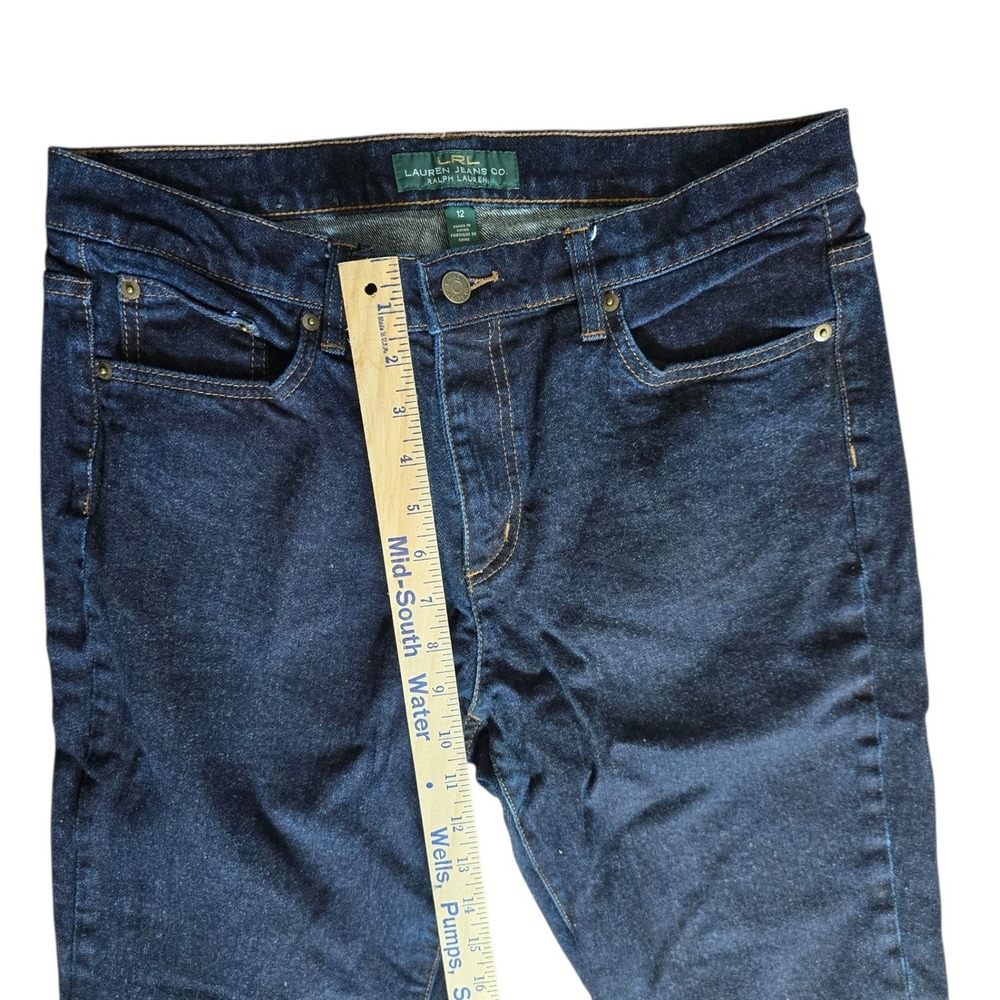 Lauren Ralph Lauren Jeans Co Womens 12 Dark Indigo Straight Leg Denim Blue Pants - Picture 4 of 9